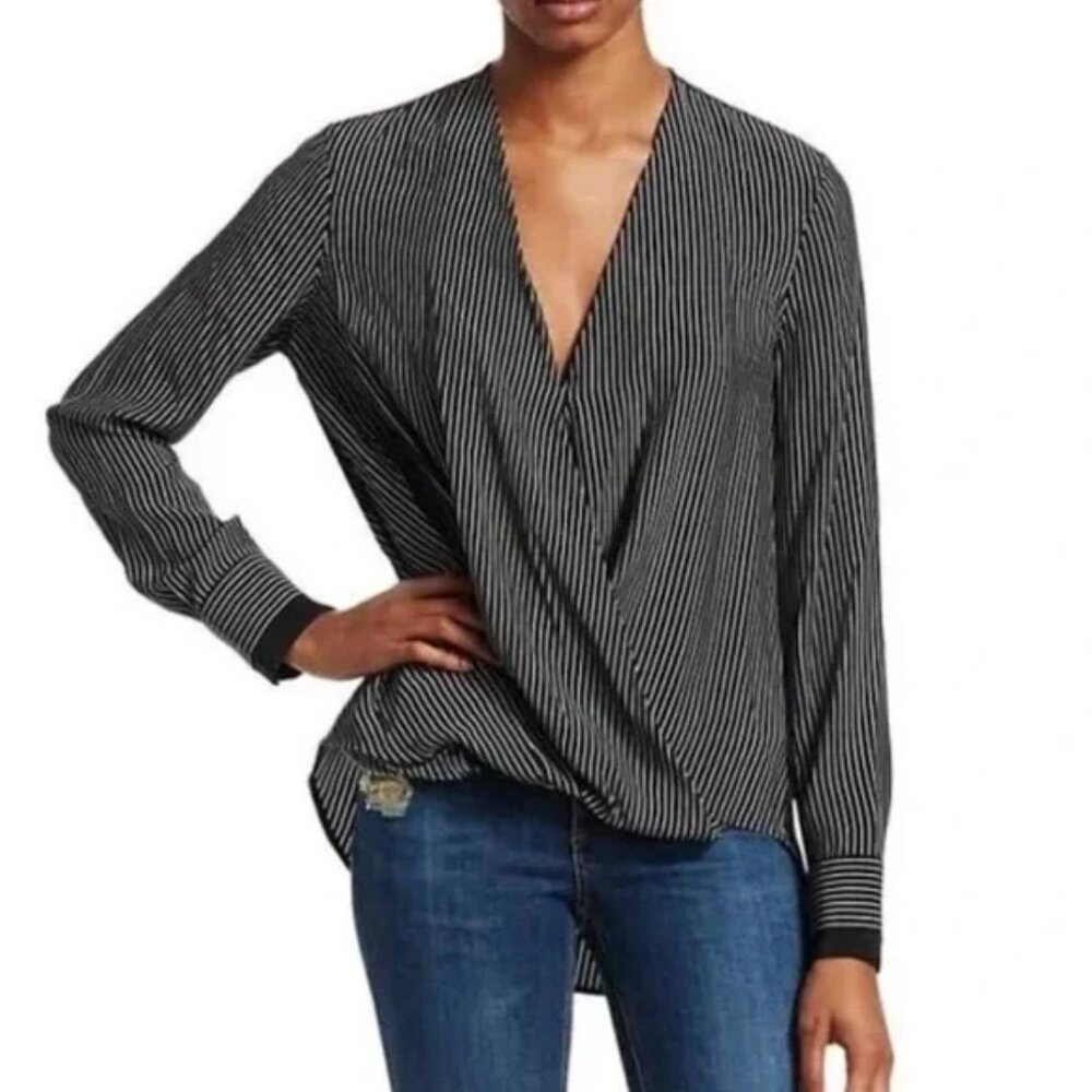 Rag & Bone Victor Wrap-effect Striped Silk Blouse S